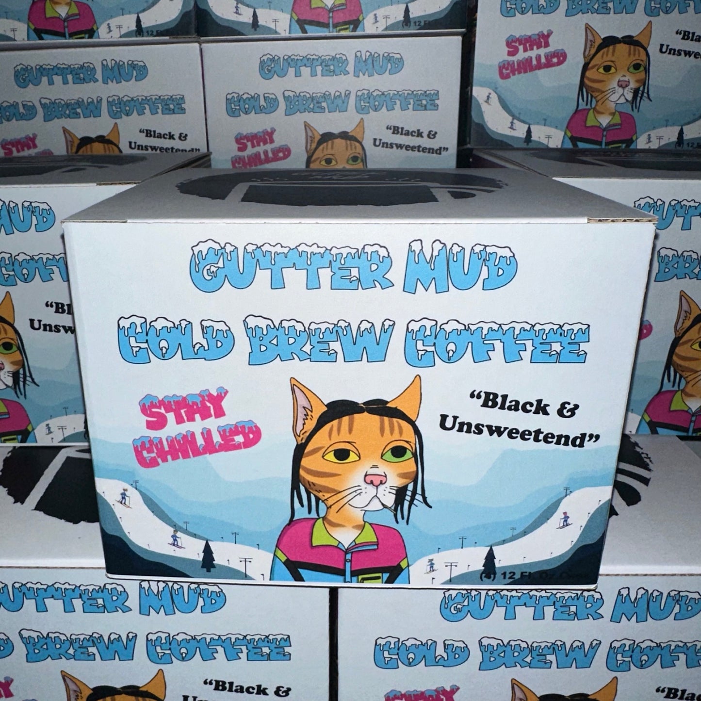 Restocking Soon! Gutter Mud Cold Brew - Black & Unsweetened - Papa New Guinea - 12oz Cans - 4 Pack